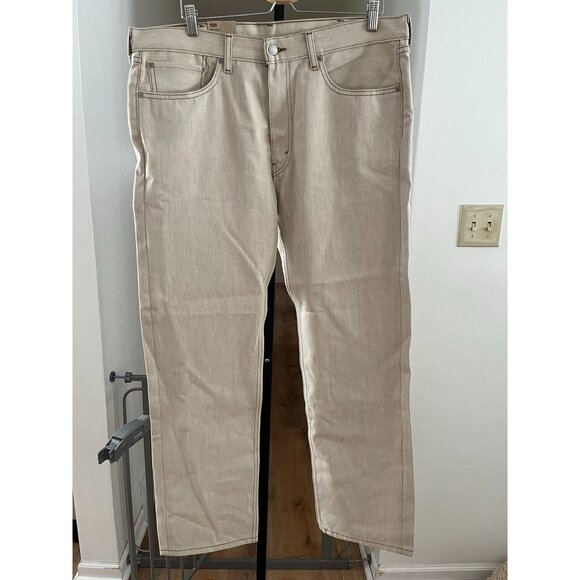 NWT Levis Mens 505 Straight Fit Beige Jeans W38 L32 Cotton Blend Durable Casual - Picture 1 of 5
